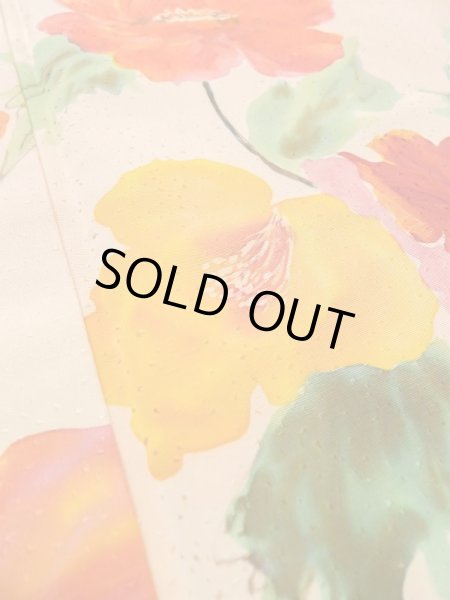 画像9: M0328P  付下げ 女性用着物  シルク（正絹） 淡い 薄い 橙色, 花 【中古】 【USED】 【リサイクル】 ★★☆☆☆ (9)