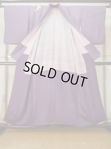 画像2: M0328Q  訪問着 女性用着物  シルク（正絹）   紫色, 花 【中古】 【USED】 【リサイクル】 ★★☆☆☆ (2)