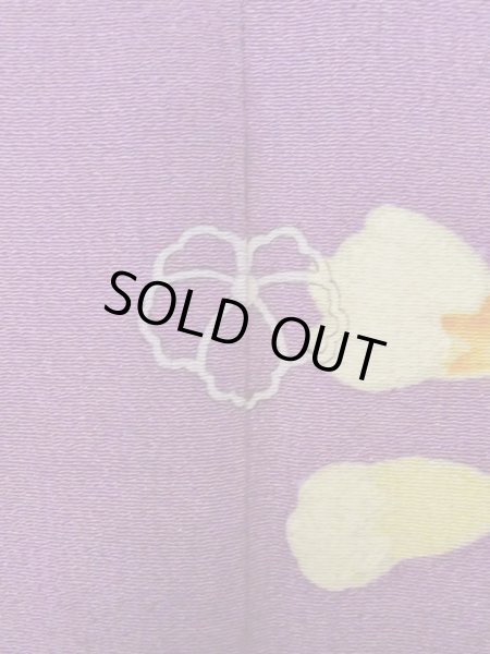 画像4: M0328Q  訪問着 女性用着物  シルク（正絹）   紫色, 花 【中古】 【USED】 【リサイクル】 ★★☆☆☆ (4)