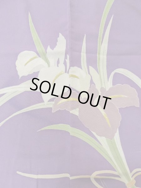 画像9: M0328Q  訪問着 女性用着物  シルク（正絹）   紫色, 花 【中古】 【USED】 【リサイクル】 ★★☆☆☆ (9)