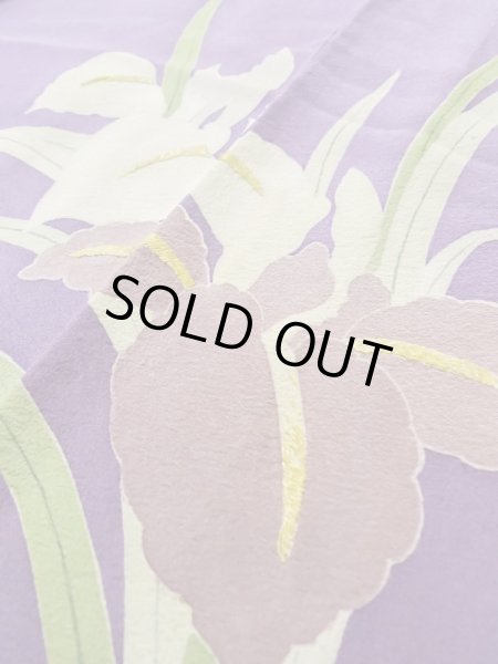 画像12: M0328Q  訪問着 女性用着物  シルク（正絹）   紫色, 花 【中古】 【USED】 【リサイクル】 ★★☆☆☆ (12)