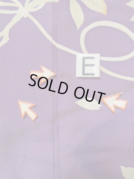 画像19: M0328Q  訪問着 女性用着物  シルク（正絹）   紫色, 花 【中古】 【USED】 【リサイクル】 ★★☆☆☆ (19)