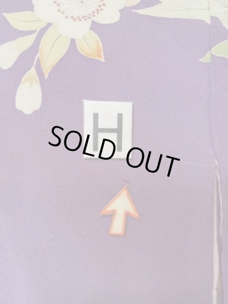 画像22: M0328Q  訪問着 女性用着物  シルク（正絹）   紫色, 花 【中古】 【USED】 【リサイクル】 ★★☆☆☆ (22)