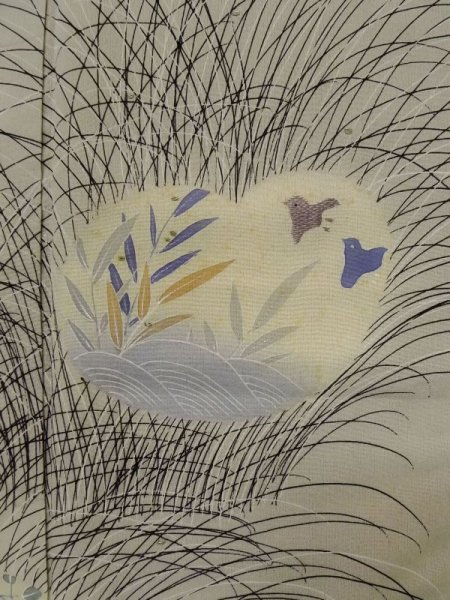 画像8: M0328R  訪問着 女性用着物  シルク(正絹)  茶色み 灰色, 花 【中古】 【USED】 【リサイクル】 ★★☆☆☆ (8)