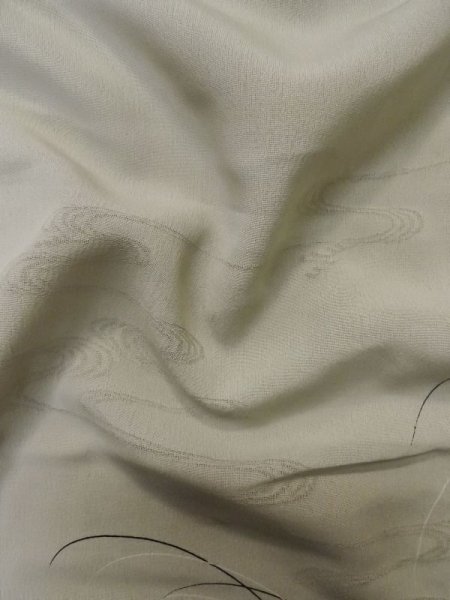 画像13: M0328R  訪問着 女性用着物  シルク(正絹)  茶色み 灰色, 花 【中古】 【USED】 【リサイクル】 ★★☆☆☆ (13)