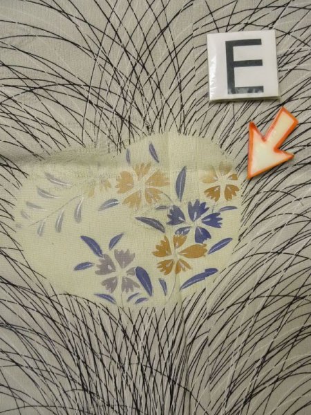 画像20: M0328R  訪問着 女性用着物  シルク(正絹)  茶色み 灰色, 花 【中古】 【USED】 【リサイクル】 ★★☆☆☆ (20)