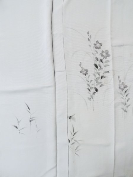 画像17: M0328T  夏物 女性用着物 表:紗、裏:絽、紗袷、とんぼ柄 シルク(正絹)   紺, ききょう 【中古】 【USED】 【リサイクル】 ★★☆☆☆ (17)