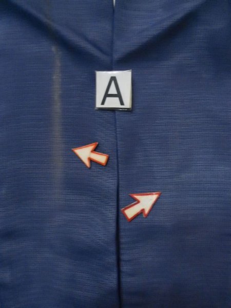 画像27: M0328T  夏物 女性用着物 表:紗、裏:絽、紗袷、とんぼ柄 シルク(正絹)   紺, ききょう 【中古】 【USED】 【リサイクル】 ★★☆☆☆ (27)