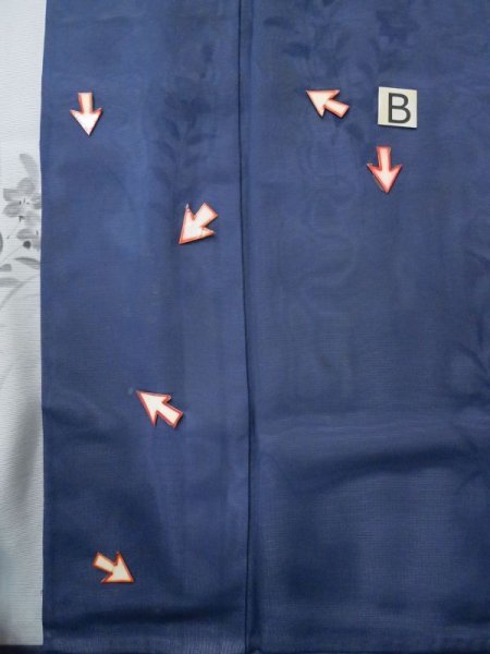 画像28: M0328T  夏物 女性用着物 表:紗、裏:絽、紗袷、とんぼ柄 シルク(正絹)   紺, ききょう 【中古】 【USED】 【リサイクル】 ★★☆☆☆ (28)