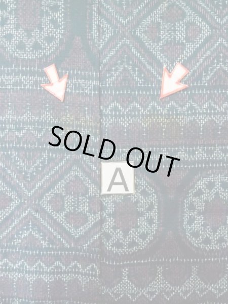 画像15: M0329A  紬 女性用着物  シルク(正絹)   紺, 幾何学模様 【中古】 【USED】 【リサイクル】 ★★☆☆☆ (15)