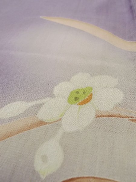 画像11: M0329B  子供用 女性用着物  シルク(正絹)   藤色, ぼたん 【中古】 【USED】 【リサイクル】 ★☆☆☆☆ (11)