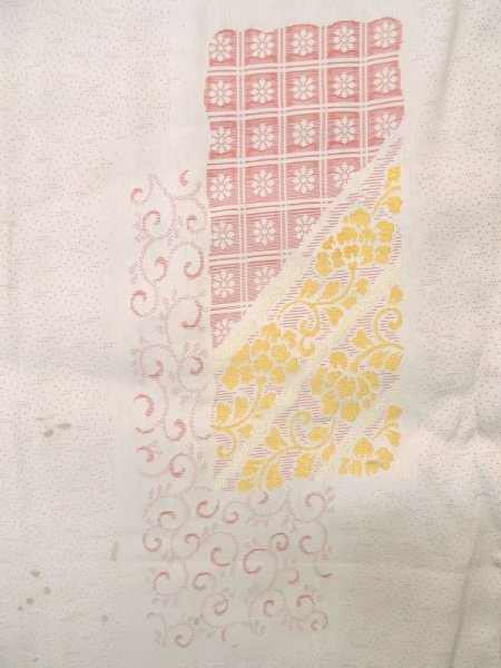 画像5: M0329D  羽織 女性用着物  シルク(正絹)   アイボリー, 花 【中古】 【USED】 【リサイクル】 ★★☆☆☆ (5)