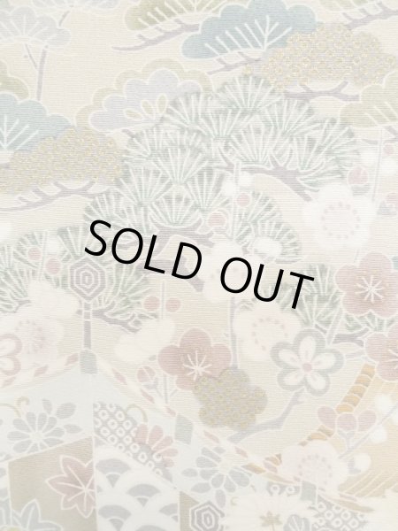 画像7: M0330B  付下げ 女性用着物  シルク(正絹)   ベージュ, ぼたん 【中古】 【USED】 【リサイクル】 ★★★☆☆ (7)