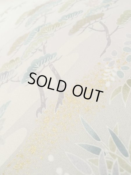 画像14: M0330B  付下げ 女性用着物  シルク(正絹)   ベージュ, ぼたん 【中古】 【USED】 【リサイクル】 ★★★☆☆ (14)