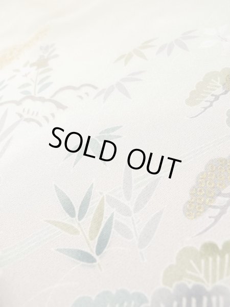 画像16: M0330B  付下げ 女性用着物  シルク(正絹)   ベージュ, ぼたん 【中古】 【USED】 【リサイクル】 ★★★☆☆ (16)