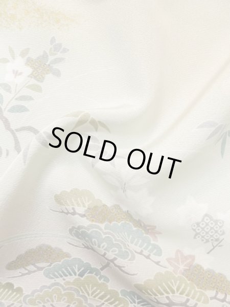 画像19: M0330B  付下げ 女性用着物  シルク(正絹)   ベージュ, ぼたん 【中古】 【USED】 【リサイクル】 ★★★☆☆ (19)