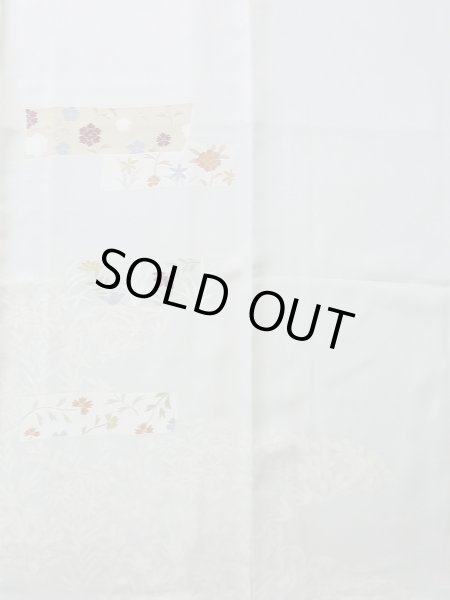 画像5: M0330D  付下げ 女性用着物 撫子柄 シルク(正絹) 淡い 灰色がかった 水色, 花 【中古】 【USED】 【リサイクル】 ★★★☆☆ (5)