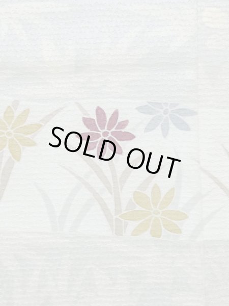 画像6: M0330D  付下げ 女性用着物 撫子柄 シルク(正絹) 淡い 灰色がかった 水色, 花 【中古】 【USED】 【リサイクル】 ★★★☆☆ (6)