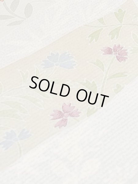 画像12: M0330D  付下げ 女性用着物 撫子柄 シルク(正絹) 淡い 灰色がかった 水色, 花 【中古】 【USED】 【リサイクル】 ★★★☆☆ (12)