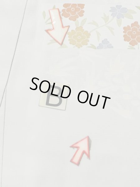 画像18: M0330D  付下げ 女性用着物 撫子柄 シルク(正絹) 淡い 灰色がかった 水色, 花 【中古】 【USED】 【リサイクル】 ★★★☆☆ (18)