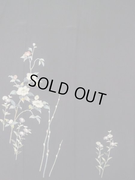 画像4: M0330F  付下げ 女性用着物  シルク(正絹) 深い 青み 紫色, ぼたん 【中古】 【USED】 【リサイクル】 ★★★☆☆ (4)