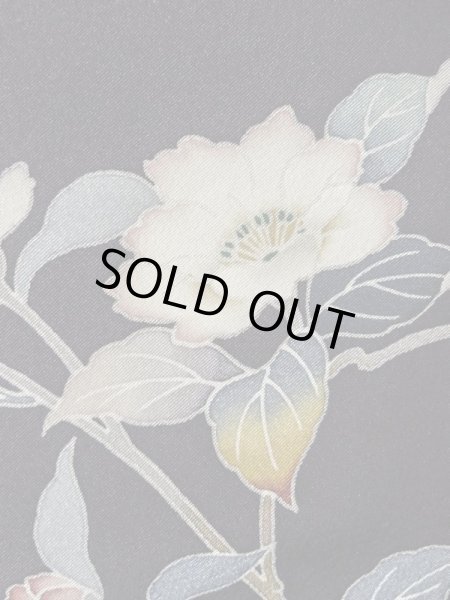 画像8: M0330F  付下げ 女性用着物  シルク(正絹) 深い 青み 紫色, ぼたん 【中古】 【USED】 【リサイクル】 ★★★☆☆ (8)