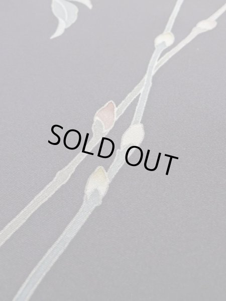 画像12: M0330F  付下げ 女性用着物  シルク(正絹) 深い 青み 紫色, ぼたん 【中古】 【USED】 【リサイクル】 ★★★☆☆ (12)