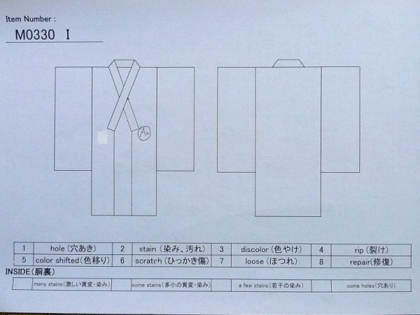 画像14: M0330I  訪問着 女性用着物  化繊 淡い 薄い 緑色, 花 【中古】 【USED】 【リサイクル】 ★★★☆☆ (14)