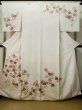 画像1: M0330K  訪問着 女性用着物  シルク（正絹）   オフ　ホワイト, 椿 【中古】 【USED】 【リサイクル】 ★★☆☆☆ (1)