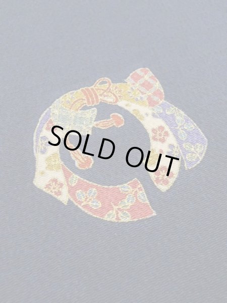 画像6: M0330Q  小紋 女性用着物  シルク(正絹)   紺, 菊 【中古】 【USED】 【リサイクル】 ★★★☆☆ (6)