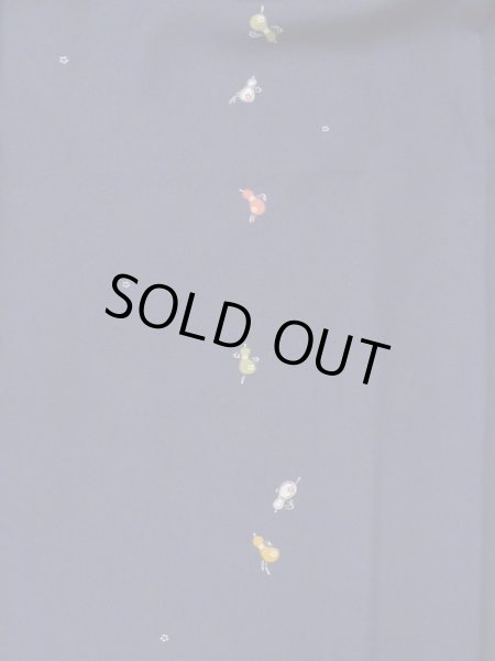 画像3: M0330R  小紋 女性用着物 ひょうたん柄 シルク(正絹)  紫み 紺, 花 【中古】 【USED】 【リサイクル】 ★★★☆☆ (3)