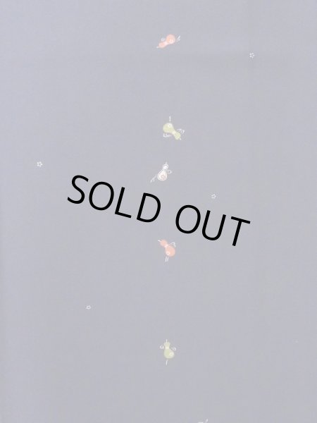 画像4: M0330R  小紋 女性用着物 ひょうたん柄 シルク(正絹)  紫み 紺, 花 【中古】 【USED】 【リサイクル】 ★★★☆☆ (4)