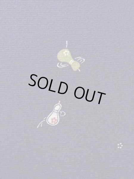 画像5: M0330R  小紋 女性用着物 ひょうたん柄 シルク(正絹)  紫み 紺, 花 【中古】 【USED】 【リサイクル】 ★★★☆☆ (5)