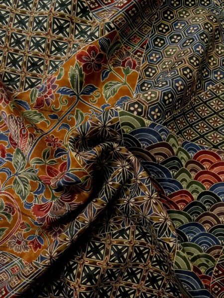 画像14: M0330S  小紋 女性用着物  シルク(正絹) 淡い 深い 山吹, 花 【中古】 【USED】 【リサイクル】 ★★★★☆ (14)