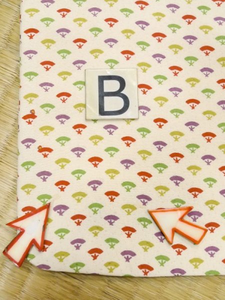 画像12: M0330T  小紋 女性用着物  シルク(正絹)   アイボリー, 扇 【中古】 【USED】 【リサイクル】 ★★☆☆☆ (12)