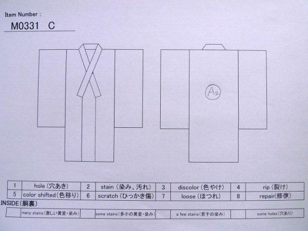 画像13: M0331C  浴衣(日本製) 女性用着物  綿   藍, 菊 【中古】 【USED】 【リサイクル】 ★★★☆☆ (13)