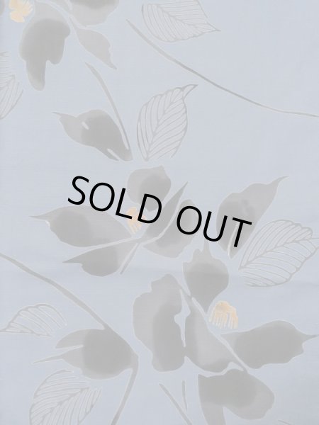 画像3: M0331D  浴衣（日本製） 女性用着物  綿 深い 灰色がかった 青, 椿 【中古】 【USED】 【リサイクル】 ★★★☆☆ (3)