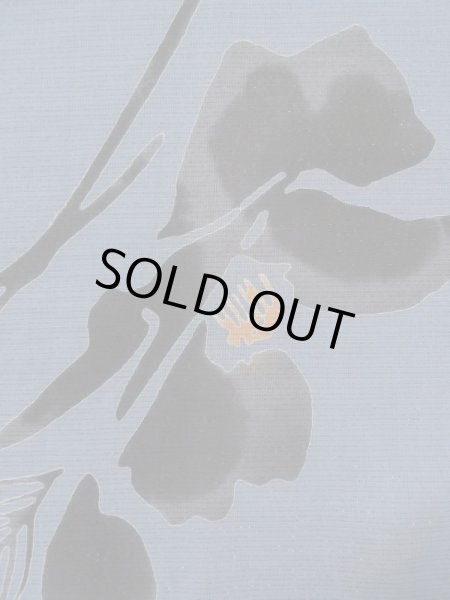 画像4: M0331D  浴衣（日本製） 女性用着物  綿 深い 灰色がかった 青, 椿 【中古】 【USED】 【リサイクル】 ★★★☆☆ (4)