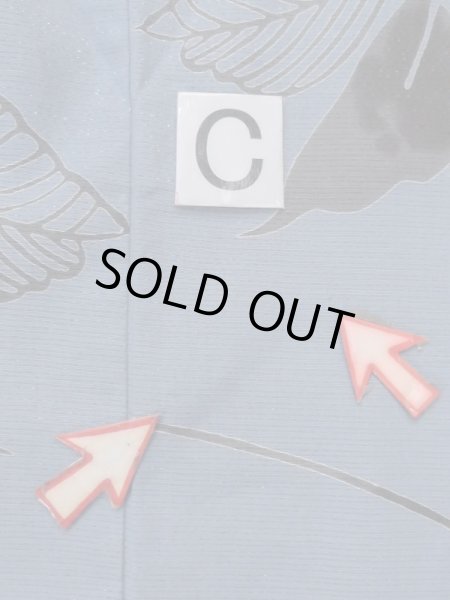 画像15: M0331D  浴衣（日本製） 女性用着物  綿 深い 灰色がかった 青, 椿 【中古】 【USED】 【リサイクル】 ★★★☆☆ (15)