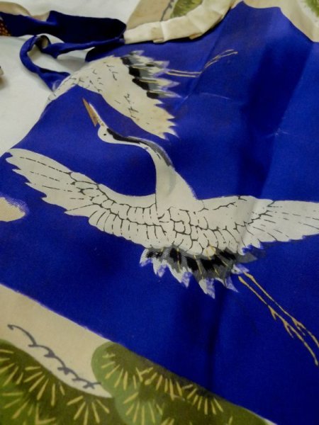 画像7: M0505A  子供用 男性用着物  シルク(正絹)  鮮やか 青, 松/松葉 【中古】 【USED】 【リサイクル】 ★★☆☆☆ (7)