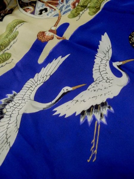 画像11: M0505B  子供用 男性用着物  シルク(正絹)  鮮やか 青, 松/松葉 【中古】 【USED】 【リサイクル】 ★★☆☆☆ (11)