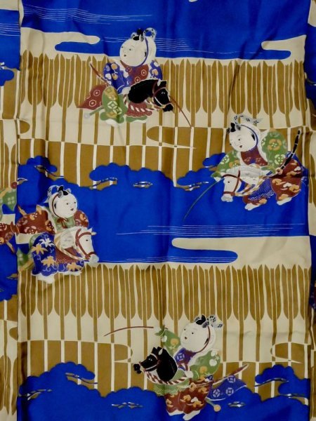 画像3: M0505D  子供用 男性用着物  シルク(正絹)  鮮やか 青, 松/松葉 【中古】 【USED】 【リサイクル】 ★★☆☆☆ (3)