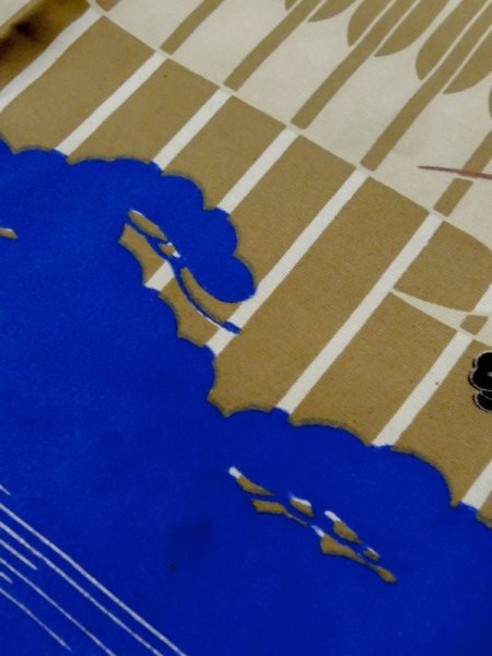 画像7: M0505D  子供用 男性用着物  シルク(正絹)  鮮やか 青, 松/松葉 【中古】 【USED】 【リサイクル】 ★★☆☆☆ (7)