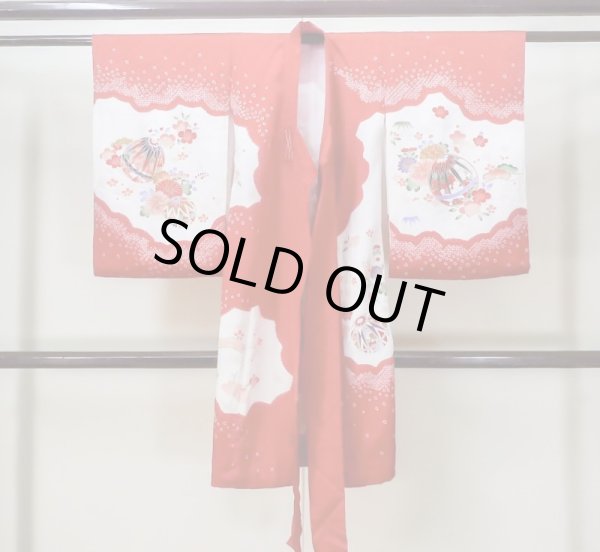 画像2: M0505O Mint  子供用 女性用着物 毬柄 シルク(正絹)   白, 花 【中古】 【USED】 【リサイクル】 ★★★★☆ (2)