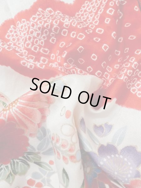 画像10: M0505O Mint  子供用 女性用着物 毬柄 シルク(正絹)   白, 花 【中古】 【USED】 【リサイクル】 ★★★★☆ (10)