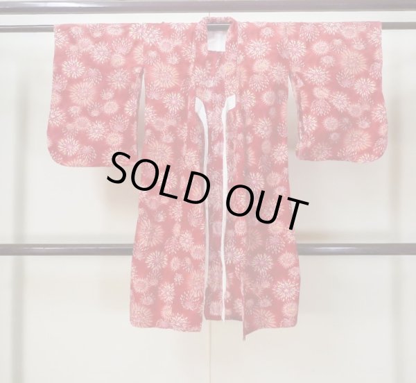 画像1: M0505P  子供用 女性用着物 花火柄 綿   赤色,  【中古】 【USED】 【リサイクル】 ★☆☆☆☆ (1)