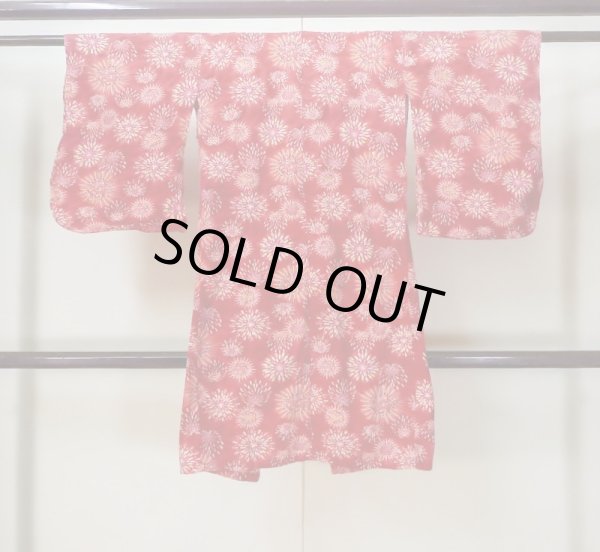 画像2: M0505P  子供用 女性用着物 花火柄 綿   赤色,  【中古】 【USED】 【リサイクル】 ★☆☆☆☆ (2)