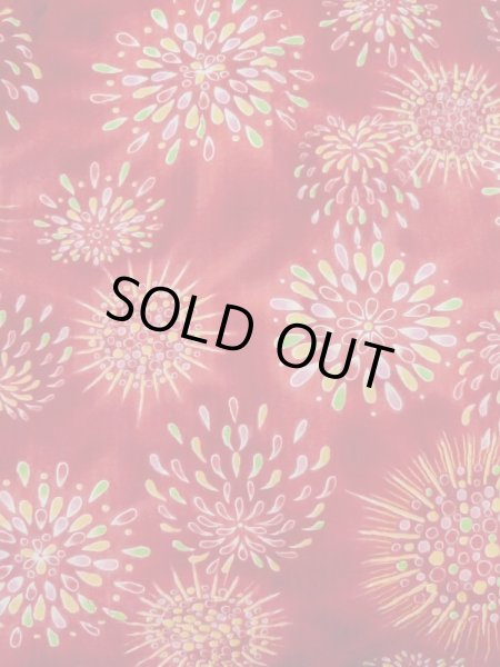 画像3: M0505P  子供用 女性用着物 花火柄 綿   赤色,  【中古】 【USED】 【リサイクル】 ★☆☆☆☆ (3)