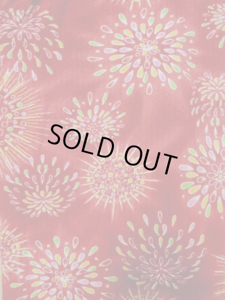 画像4: M0505P  子供用 女性用着物 花火柄 綿   赤色,  【中古】 【USED】 【リサイクル】 ★☆☆☆☆ (4)