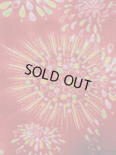 画像6: M0505P  子供用 女性用着物 花火柄 綿   赤色,  【中古】 【USED】 【リサイクル】 ★☆☆☆☆ (6)